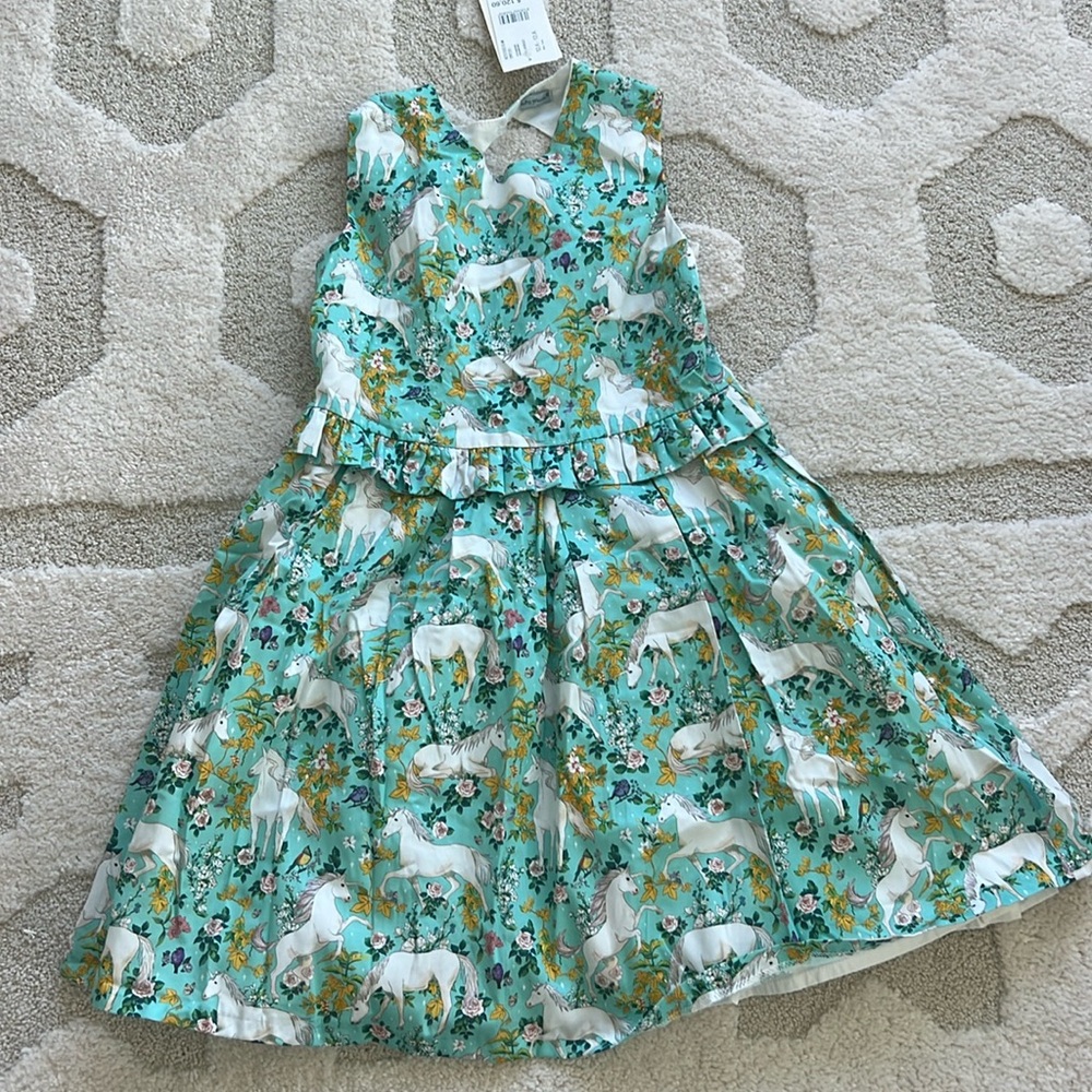 NWT Tutto Piccolo unicorn print dress in a European size 12 (best for 8-10)